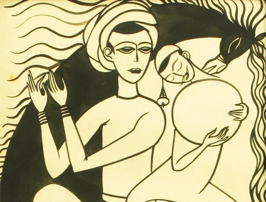 Middle Eastern Pen & Ink Drawing on Paper - 4