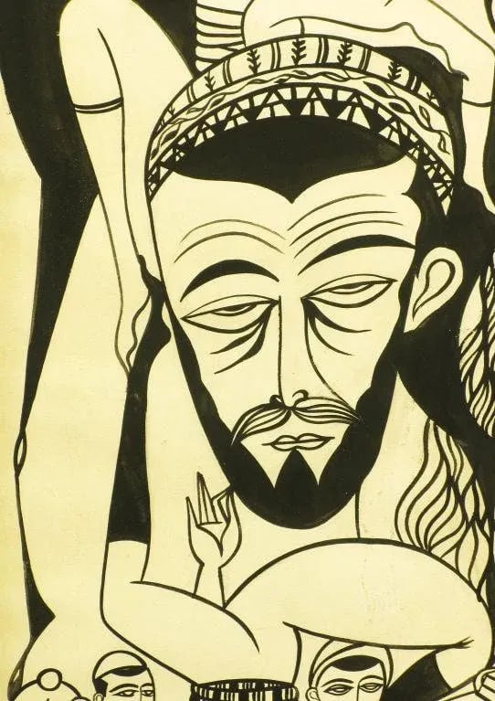 Middle Eastern Pen & Ink Drawing on Paper - 5