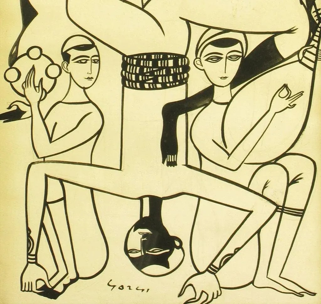 Middle Eastern Pen & Ink Drawing on Paper - 6