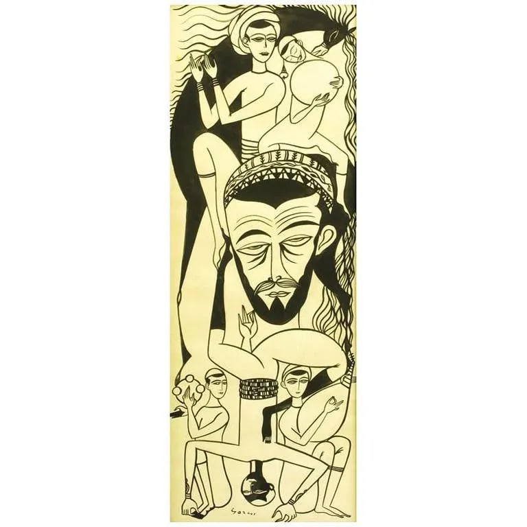 Middle Eastern Pen & Ink Drawing on Paper - 9