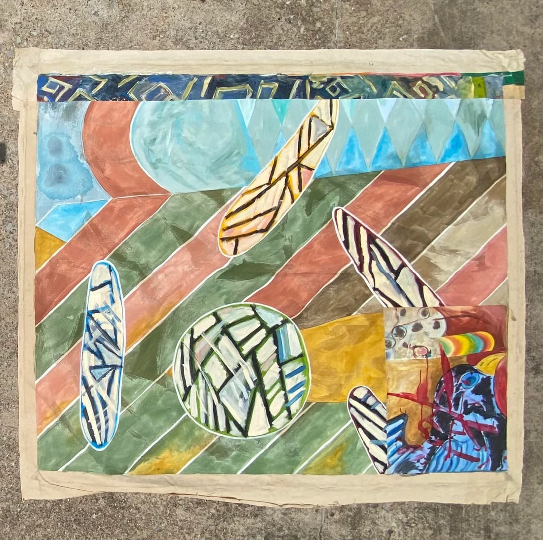 66"h Monumental XL Original Painting in Sky Blue Titled "Break Up" by Ronald D. Moody (Ron Moody) - 7