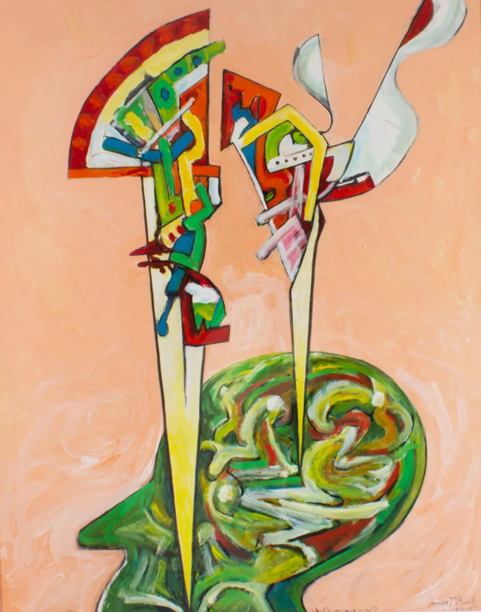 "What's on Your Mind?" Abstract Mixed Media Painting by James L. Bruch - 2