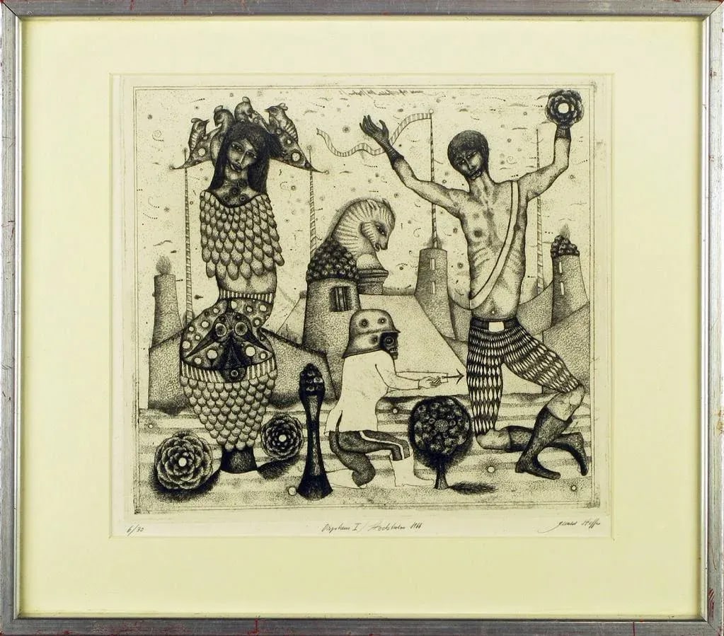 Surrealistic 1966 Etching by Gerald Steffe Entitled "Orpheus I" - 2