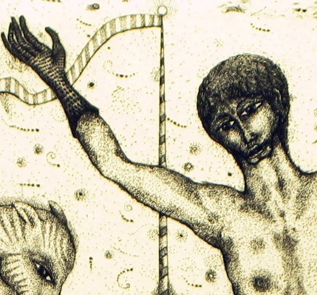 Surrealistic 1966 Etching by Gerald Steffe Entitled "Orpheus I" - 3