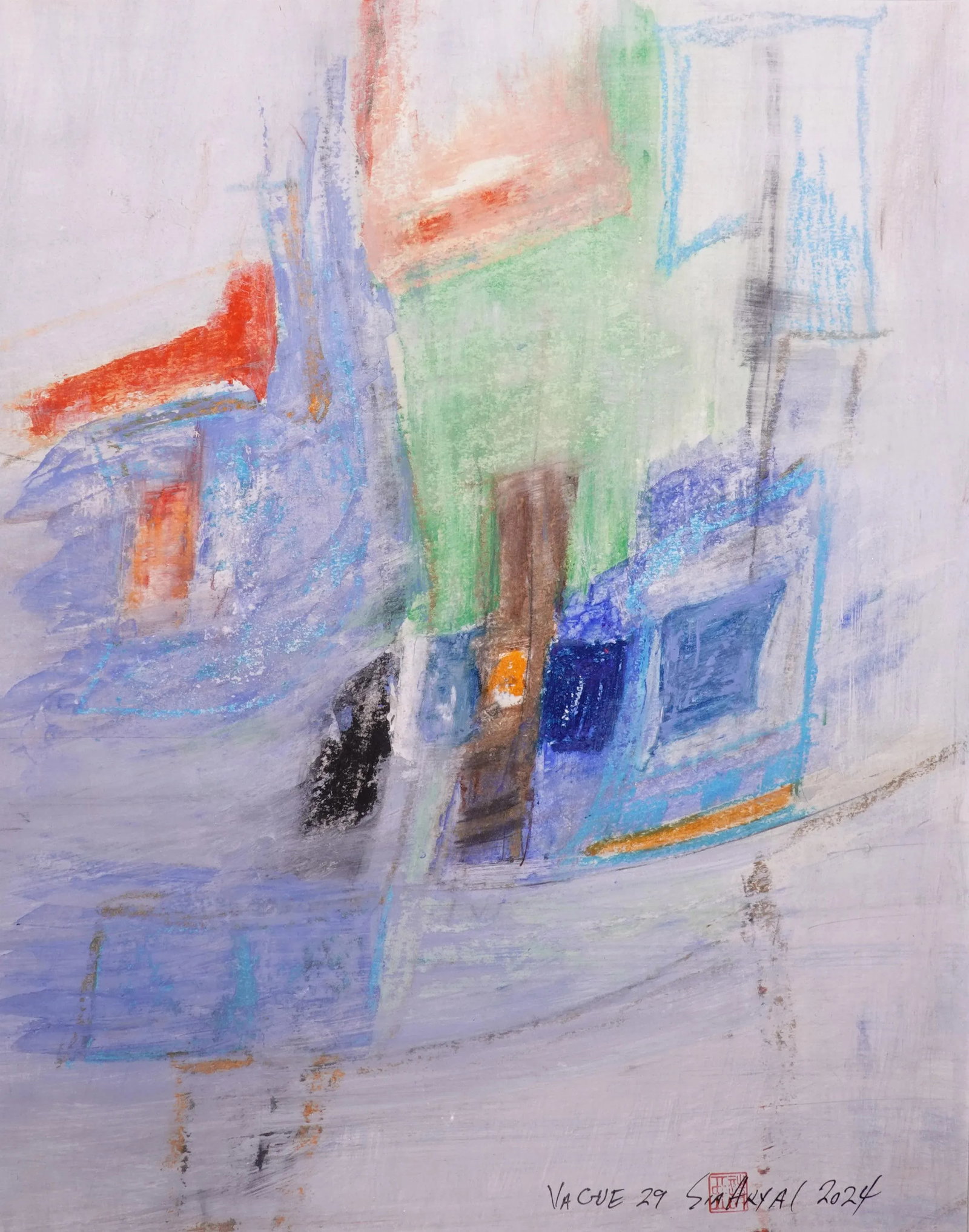 Vague. 29 White Framed Abstract Vibrant Painting - 2