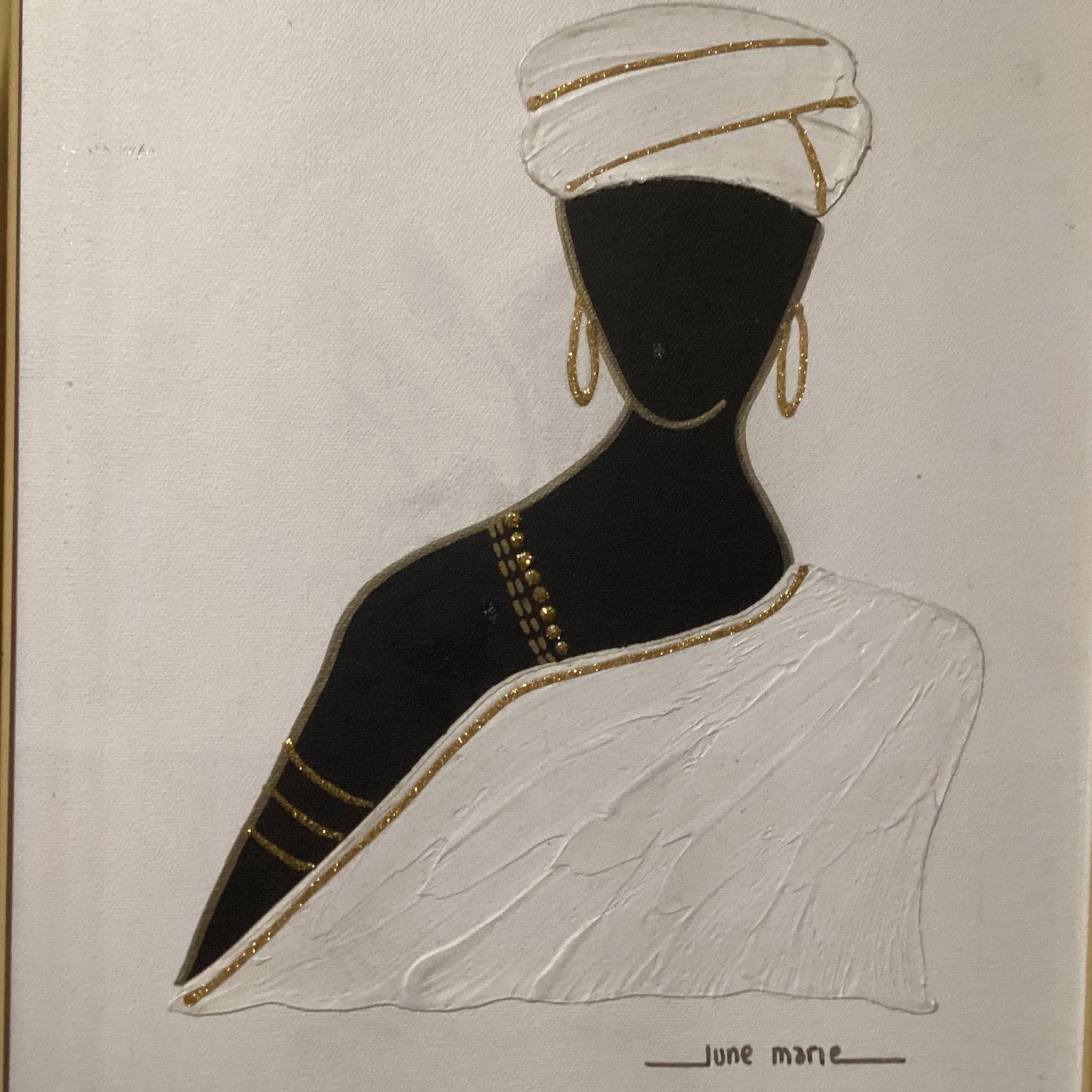 Mid 20th Century June Marie Original Oil on Canvas African American Woman Painting, Framed - 11