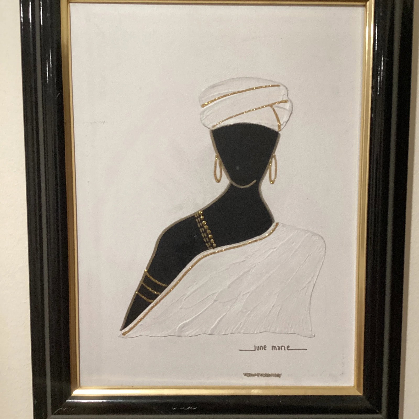 Mid 20th Century June Marie Original Oil on Canvas African American Woman Painting, Framed - 2