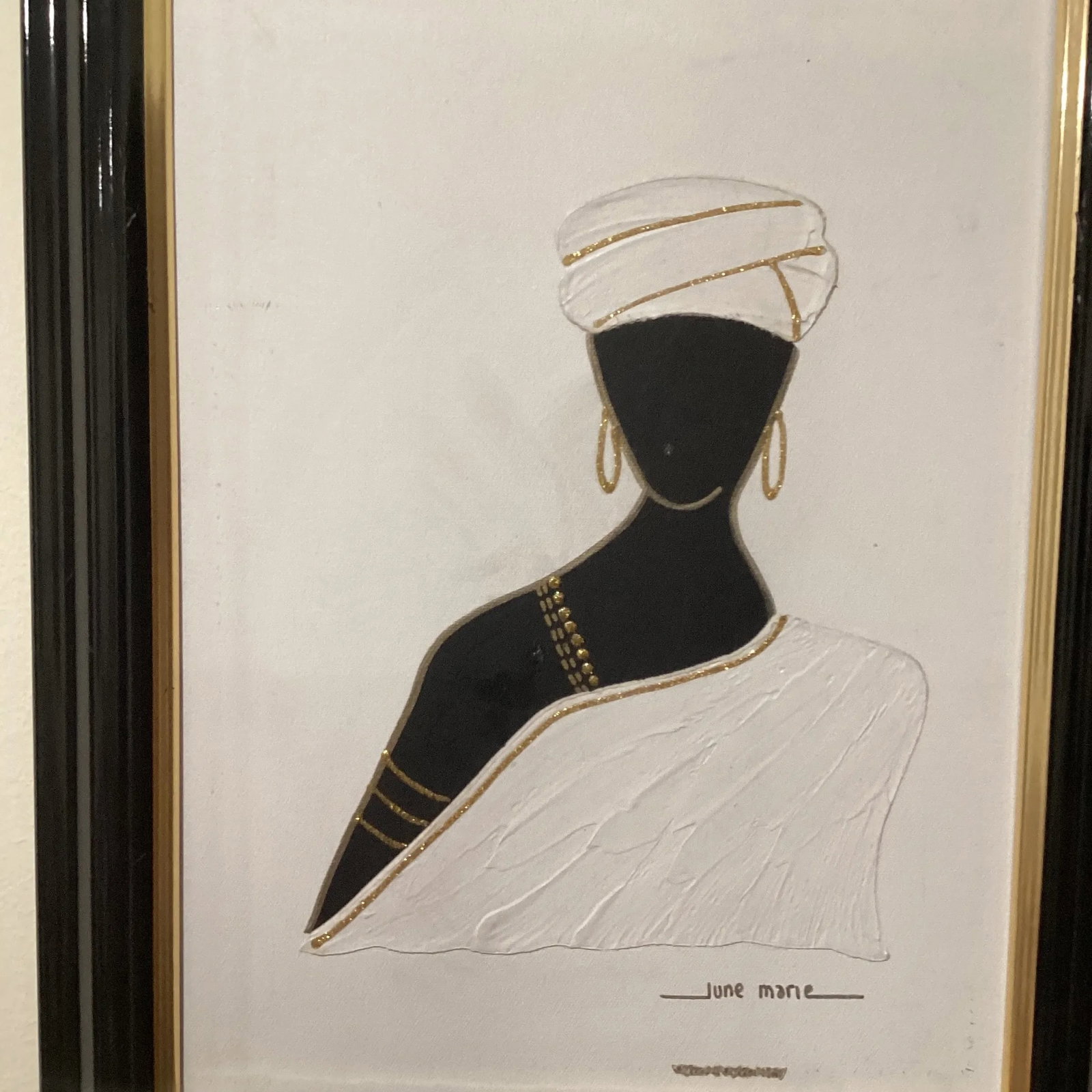 Mid 20th Century June Marie Original Oil on Canvas African American Woman Painting, Framed - 3