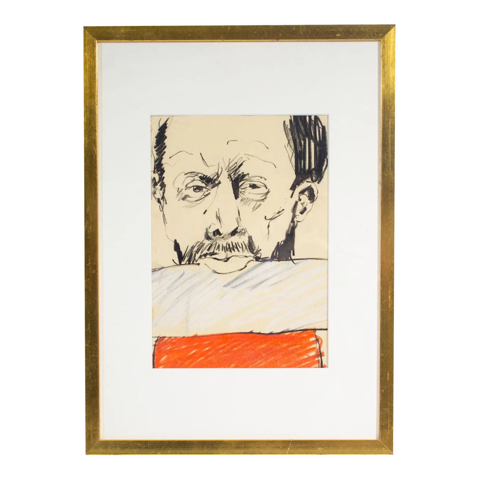 1960s Abstract Mixed Media Portrait Drawing by James L. Bruch (1 of 9)
