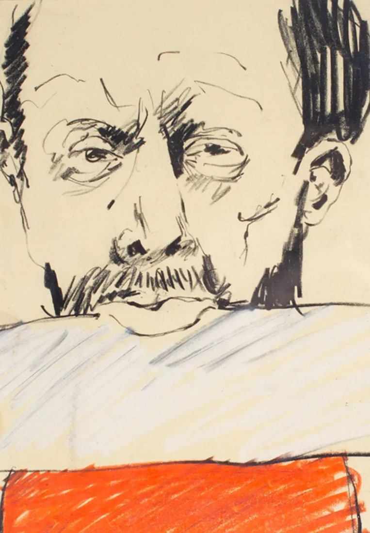 1960s Abstract Mixed Media Portrait Drawing by James L. Bruch - 2