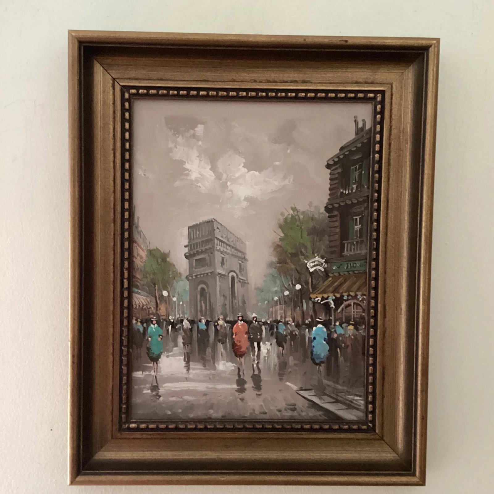 Mid 20th Century "Parisian Street Scene Arc De Triomphe" Post-Impressionist Oil Painting on Canvas, - 11