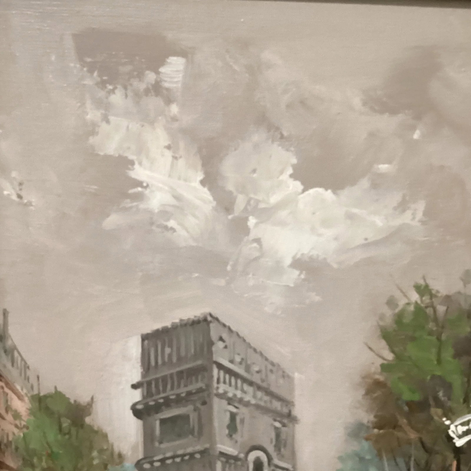 Mid 20th Century "Parisian Street Scene Arc De Triomphe" Post-Impressionist Oil Painting on Canvas, - 4