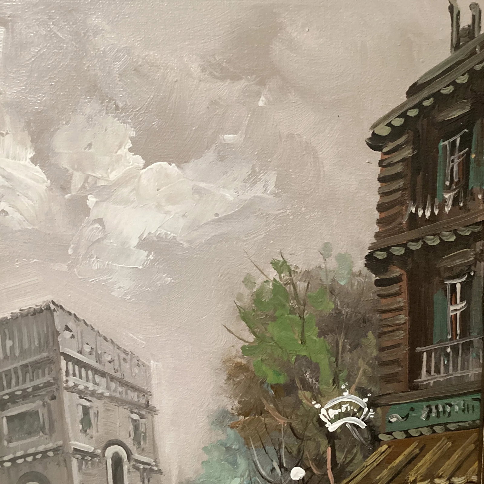 Mid 20th Century "Parisian Street Scene Arc De Triomphe" Post-Impressionist Oil Painting on Canvas, - 5