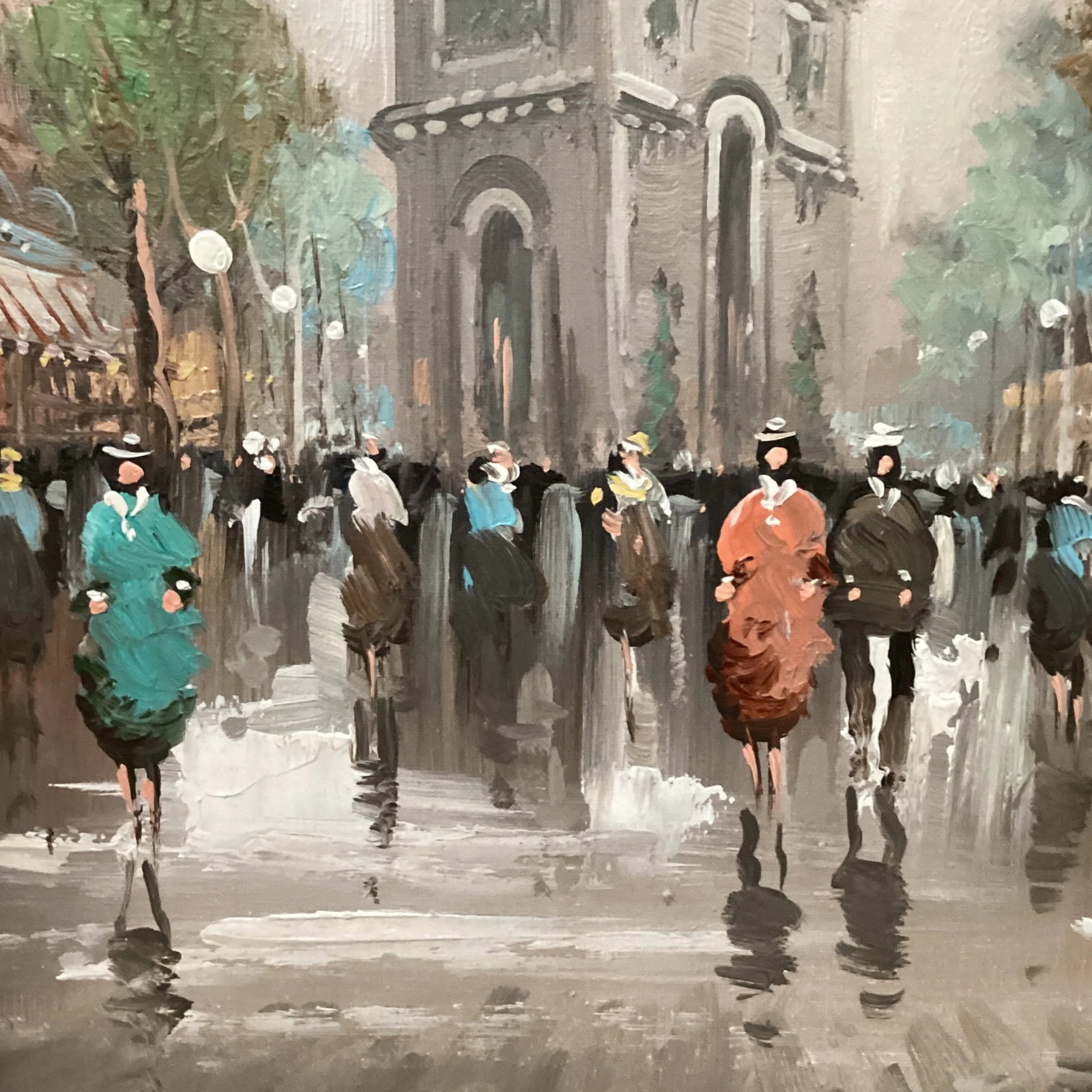 Mid 20th Century "Parisian Street Scene Arc De Triomphe" Post-Impressionist Oil Painting on Canvas, - 6