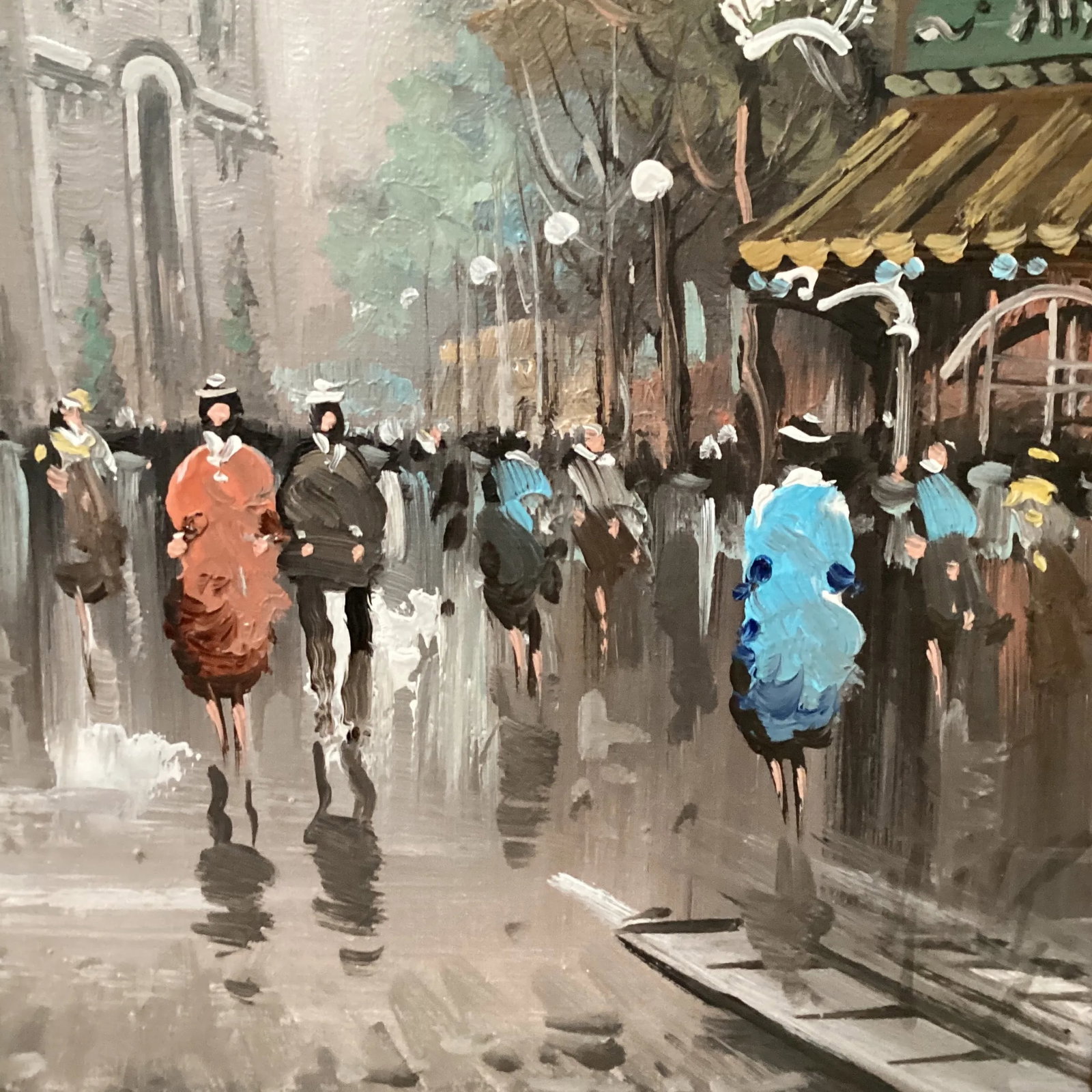 Mid 20th Century "Parisian Street Scene Arc De Triomphe" Post-Impressionist Oil Painting on Canvas, - 7