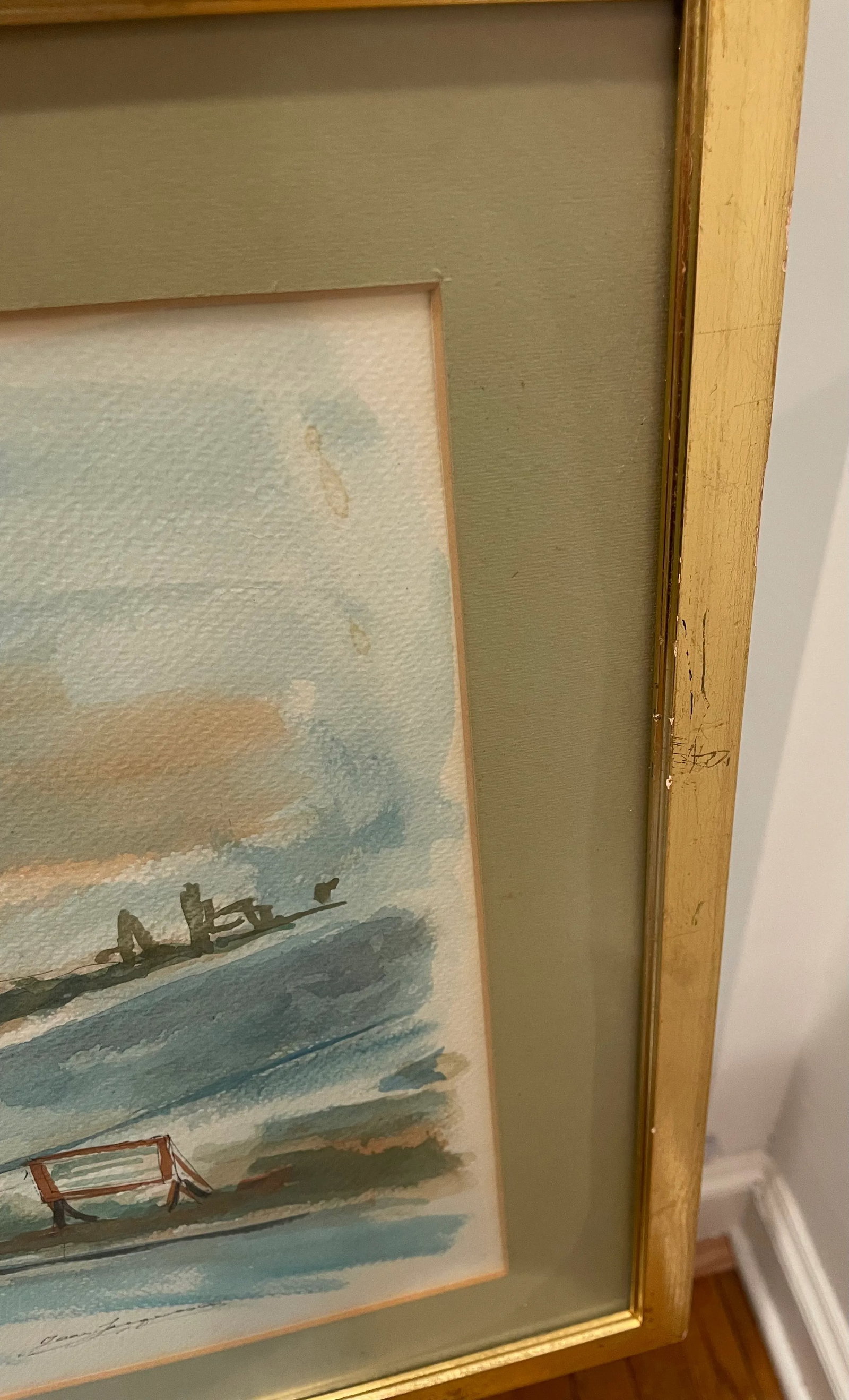 1960s Mid-Century Watercolor Cityscapes, Original & Signed by Artist; In Matching Frames - Set of 2 - 7