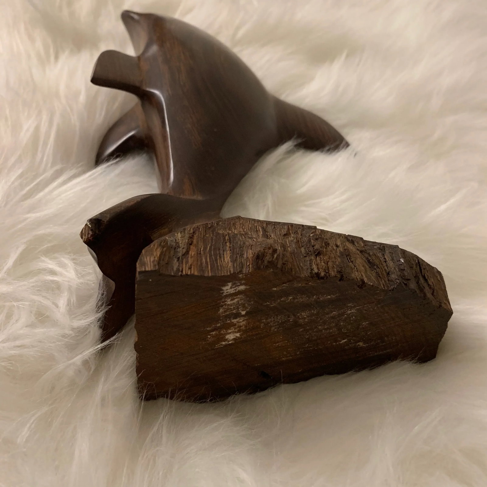 Vintage Ironwood Sculpture of a Dolphin - 2