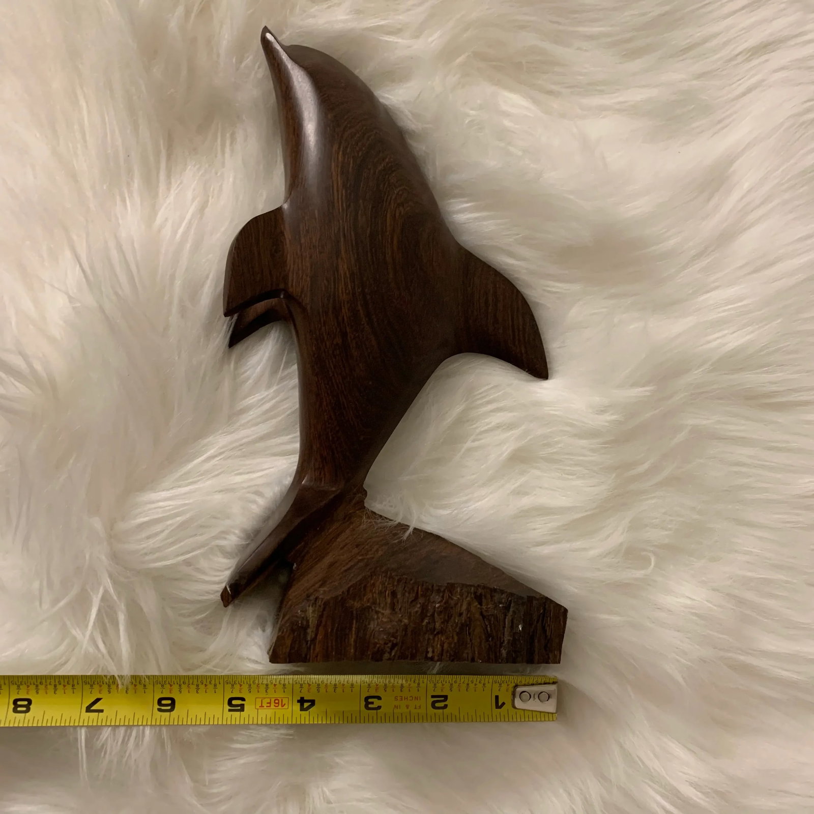 Vintage Ironwood Sculpture of a Dolphin - 4