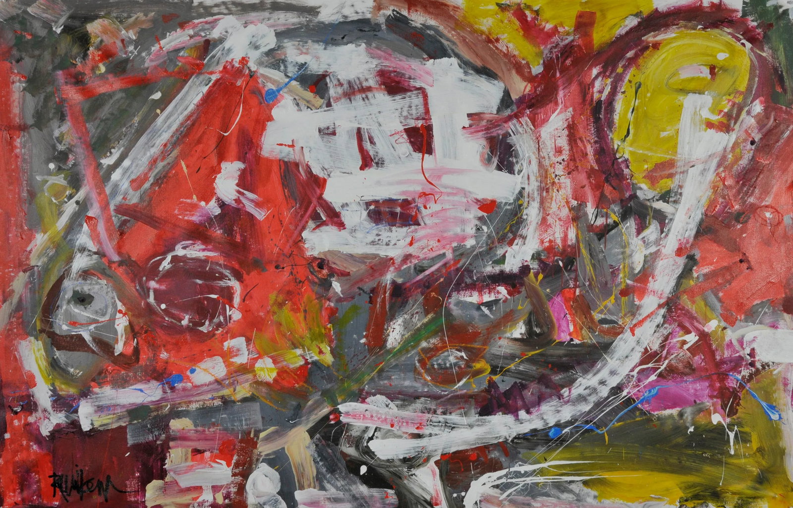 Robbie Kemper "White Curve and Some Other Colors, Too" Unstretched Abstract Painting (1 of 6)