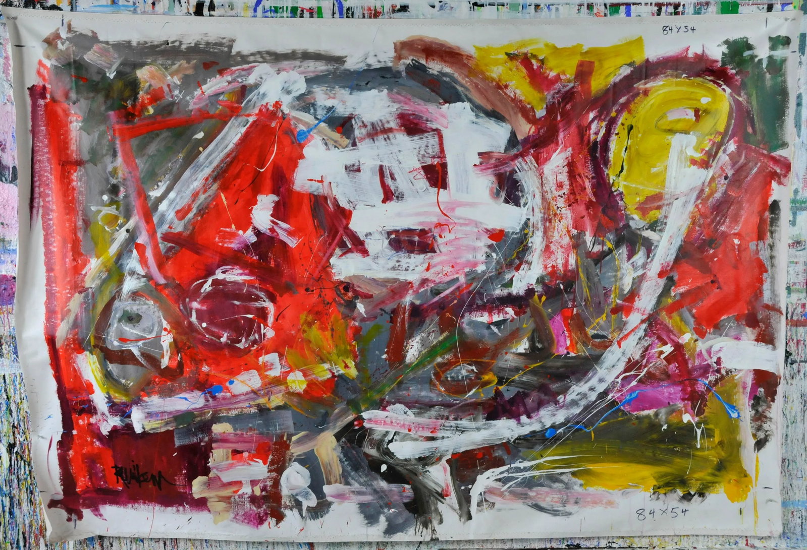 Robbie Kemper "White Curve and Some Other Colors, Too" Unstretched Abstract Painting - 3