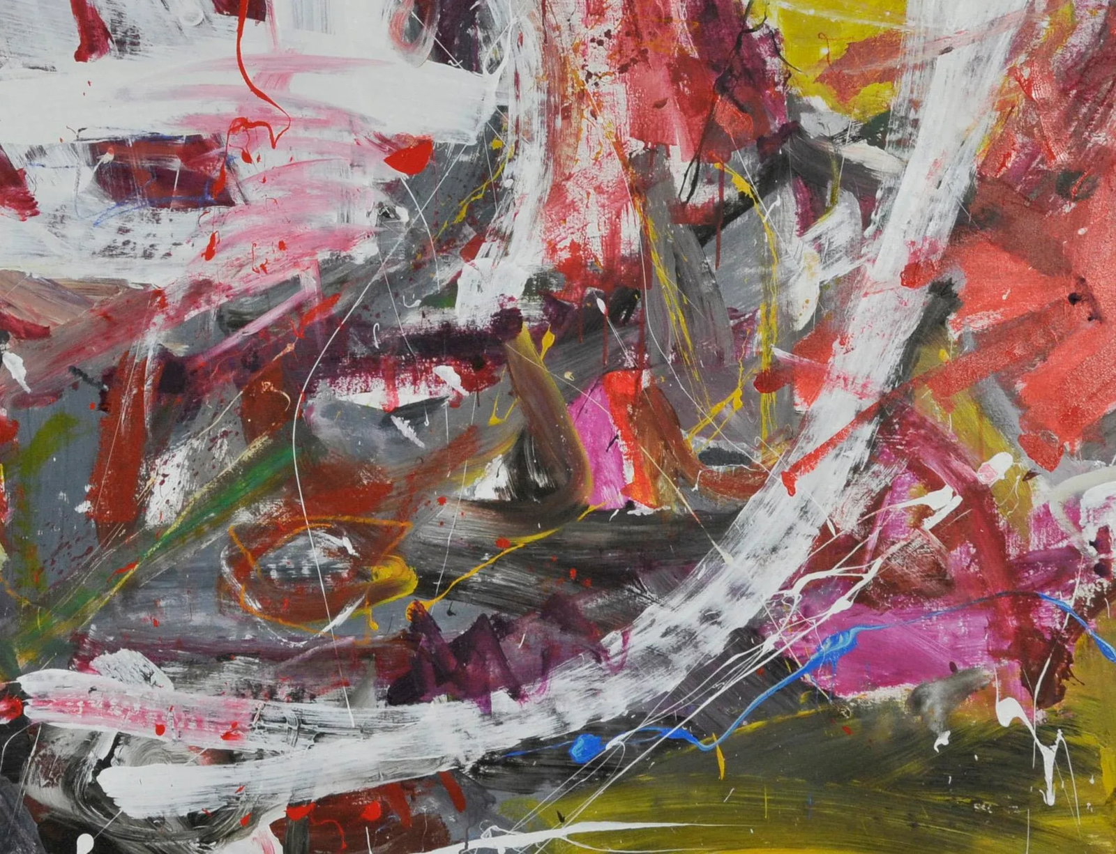 Robbie Kemper "White Curve and Some Other Colors, Too" Unstretched Abstract Painting - 4