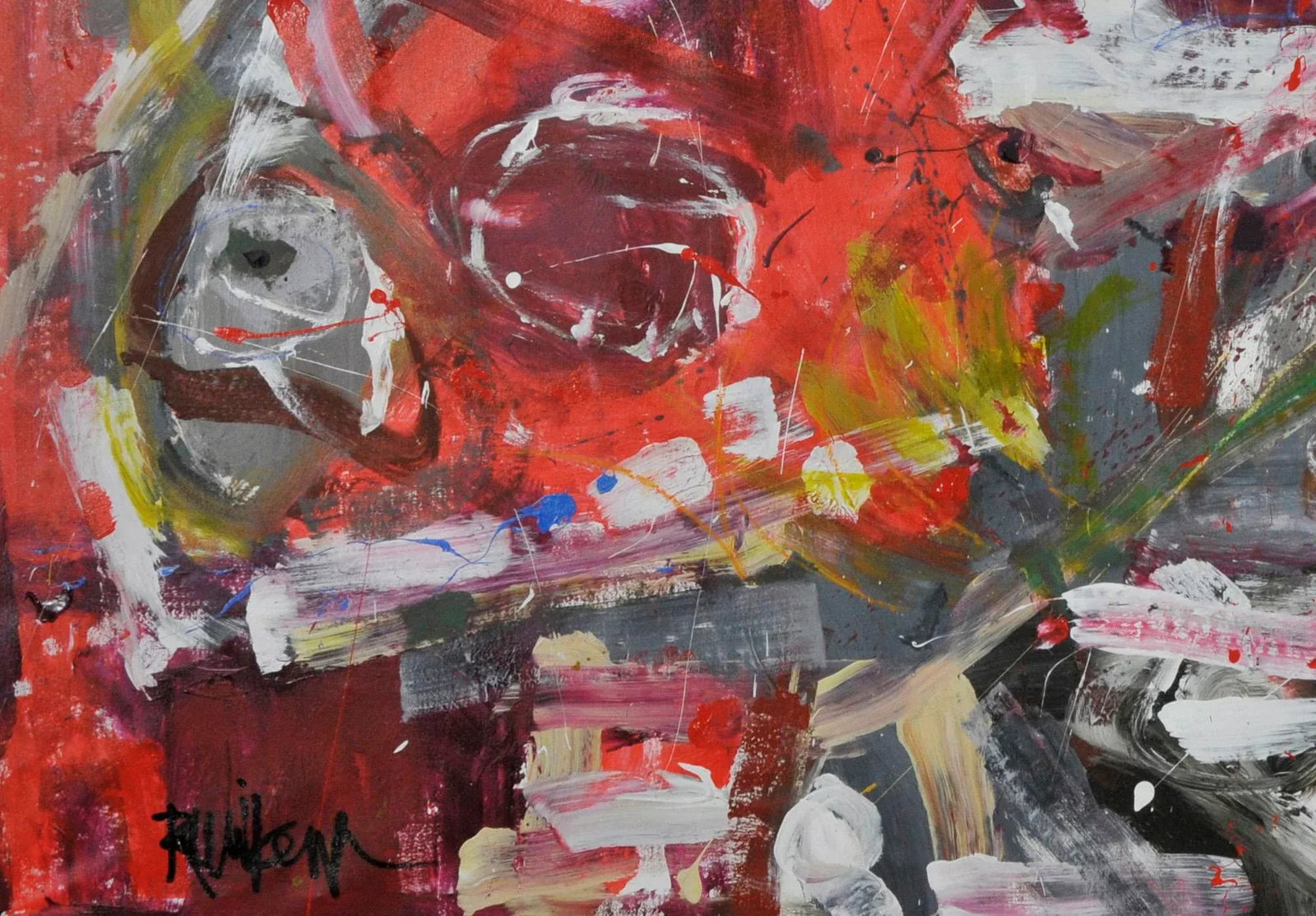 Robbie Kemper "White Curve and Some Other Colors, Too" Unstretched Abstract Painting - 6
