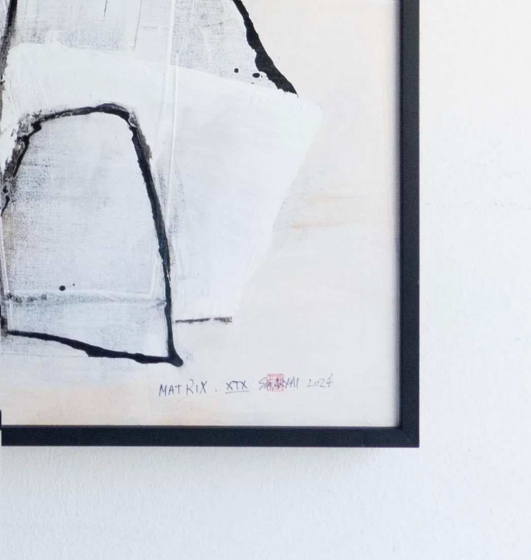Matrix. XIX Framed Abstract Surreal White Figure Painting - 5