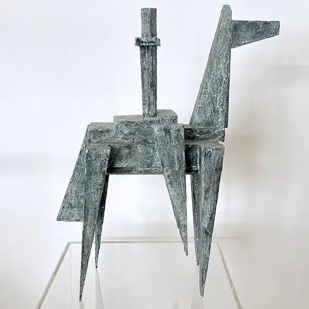 Bill Low Modernist Cubist Sculpture by Bill Low With Weathered Bronze Finish 1960s - 2