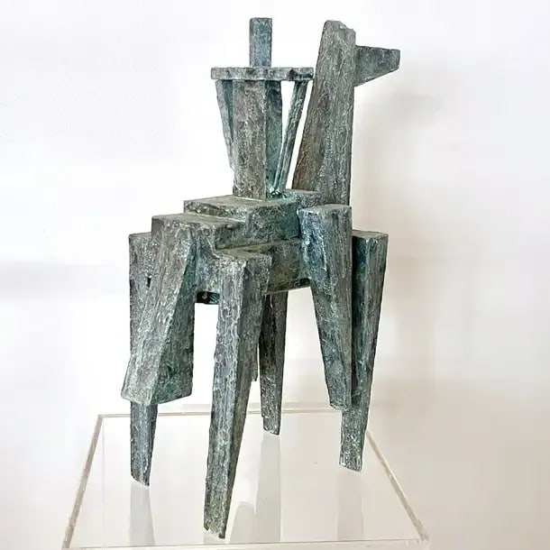 Bill Low Modernist Cubist Sculpture by Bill Low With Weathered Bronze Finish 1960s - 3
