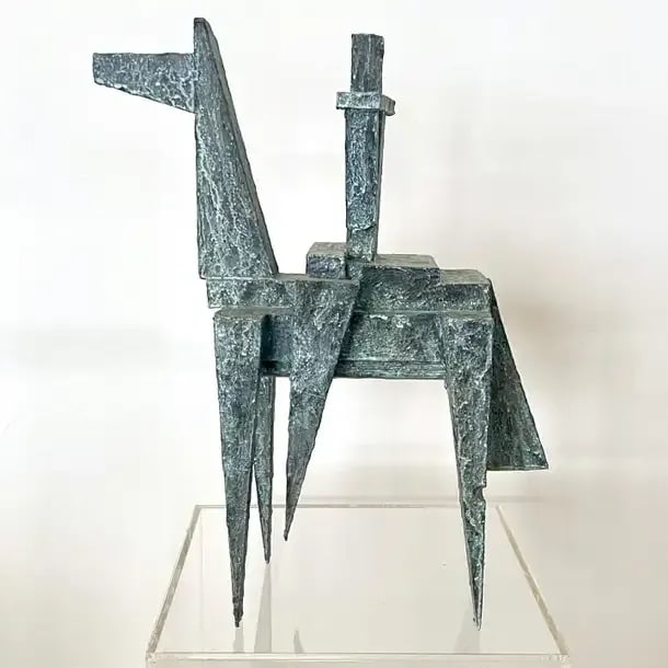 Bill Low Modernist Cubist Sculpture by Bill Low With Weathered Bronze Finish 1960s - 4