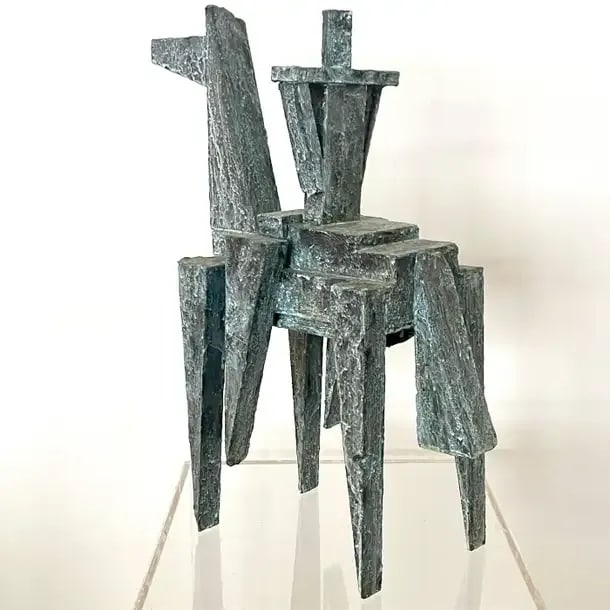Bill Low Modernist Cubist Sculpture by Bill Low With Weathered Bronze Finish 1960s - 5