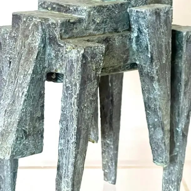Bill Low Modernist Cubist Sculpture by Bill Low With Weathered Bronze Finish 1960s - 6