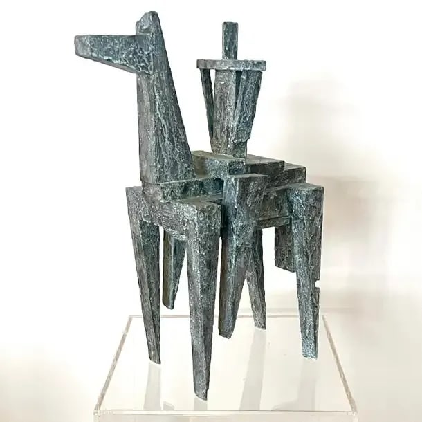 Bill Low Modernist Cubist Sculpture by Bill Low With Weathered Bronze Finish 1960s - 8