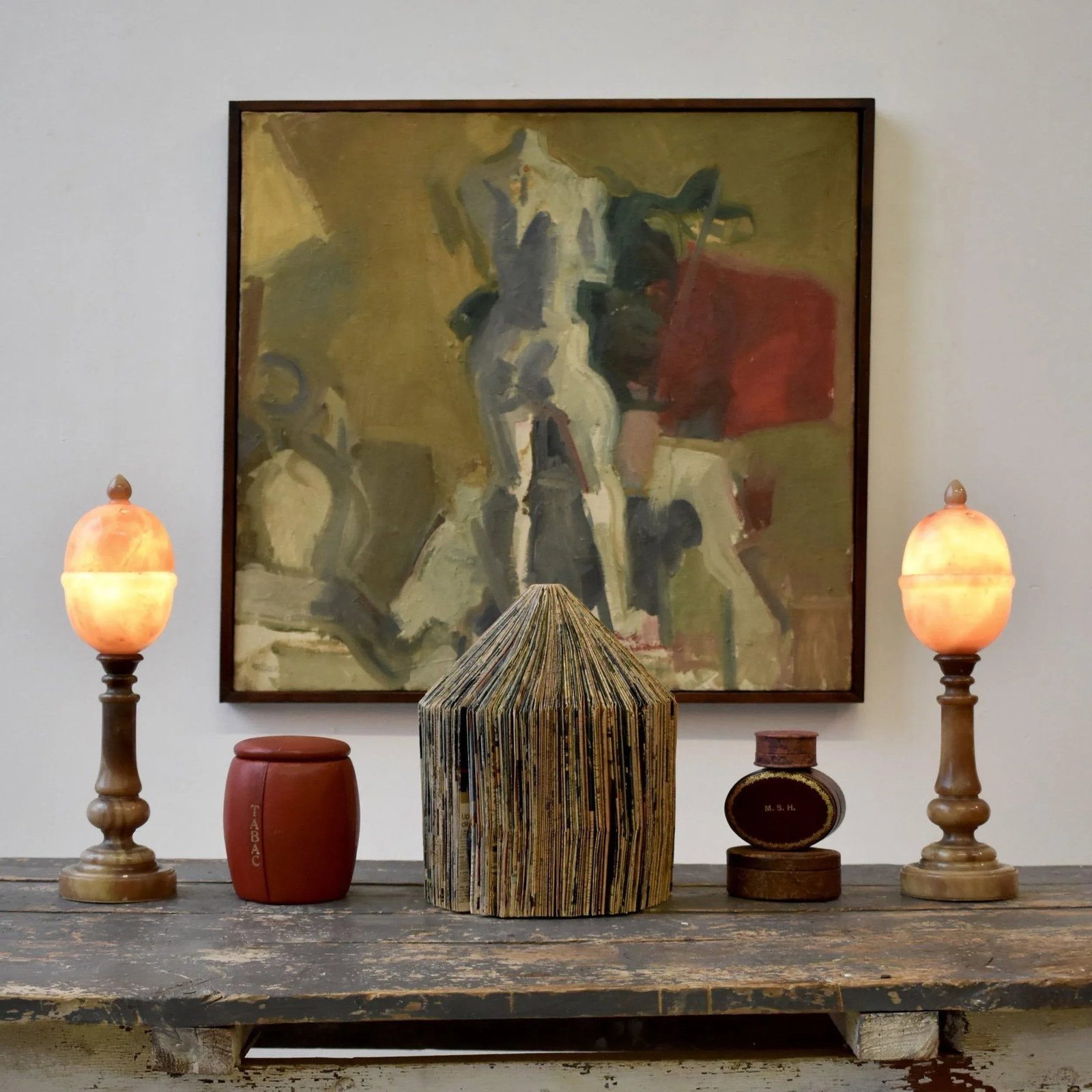 Vintage Large-Scale Still Life Painting on Canvas With Nude Sculpture, Circa 1960s - 2