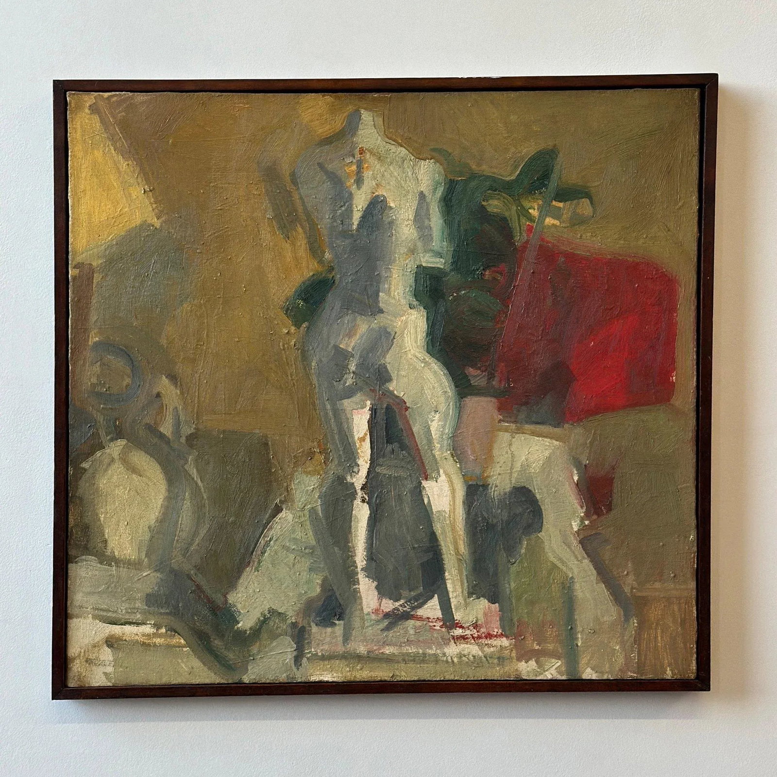 Vintage Large-Scale Still Life Painting on Canvas With Nude Sculpture, Circa 1960s - 3