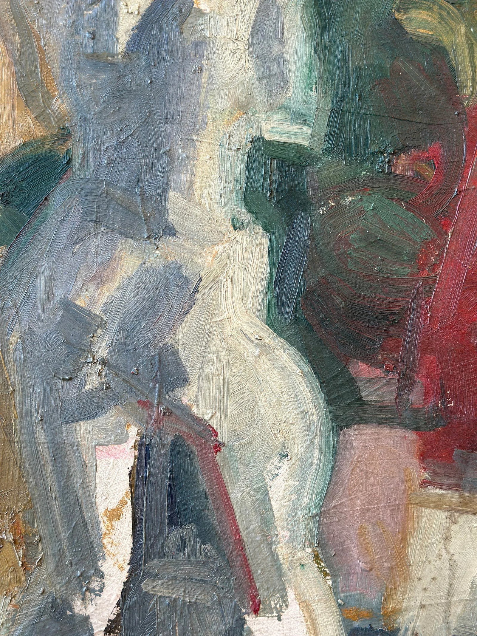 Vintage Large-Scale Still Life Painting on Canvas With Nude Sculpture, Circa 1960s - 7