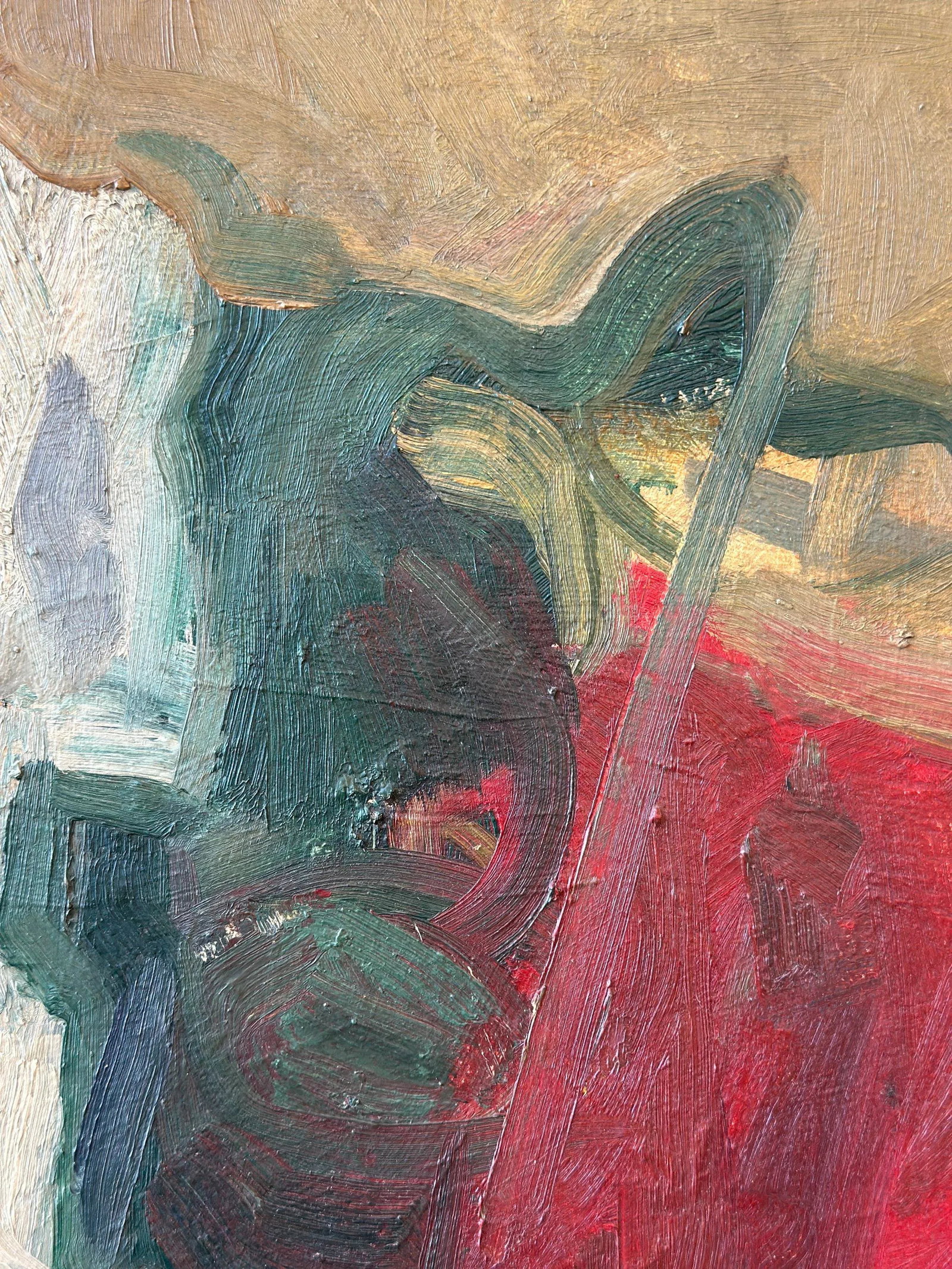 Vintage Large-Scale Still Life Painting on Canvas With Nude Sculpture, Circa 1960s - 9