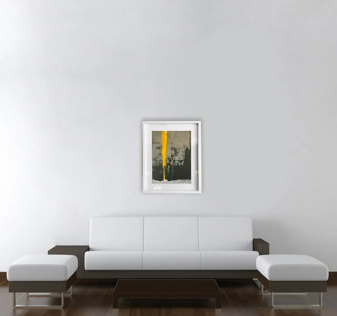 Largo.II Original One of a Kind Abstract Painting on Japanese Hand Made Parchment, Framed - 4