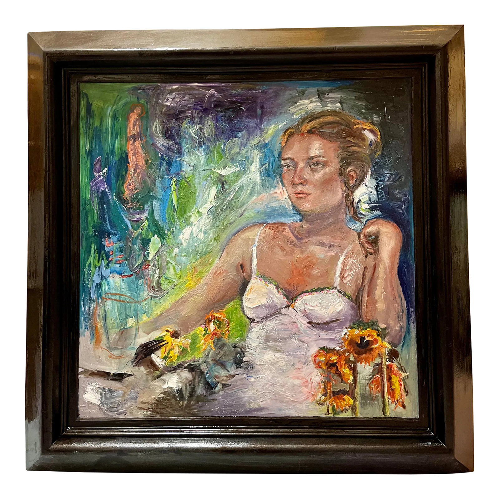 "Missing You", Large Art, Original Oil Paintings by Van Ness: Original Oil Painting, 47"x47", framed, by Van Ness "Missing You" is a tribute to a loved one. An abstract, beautiful scene of serene calm and quiet.. Ready to hang, terrific gift. As seen in gallerie
