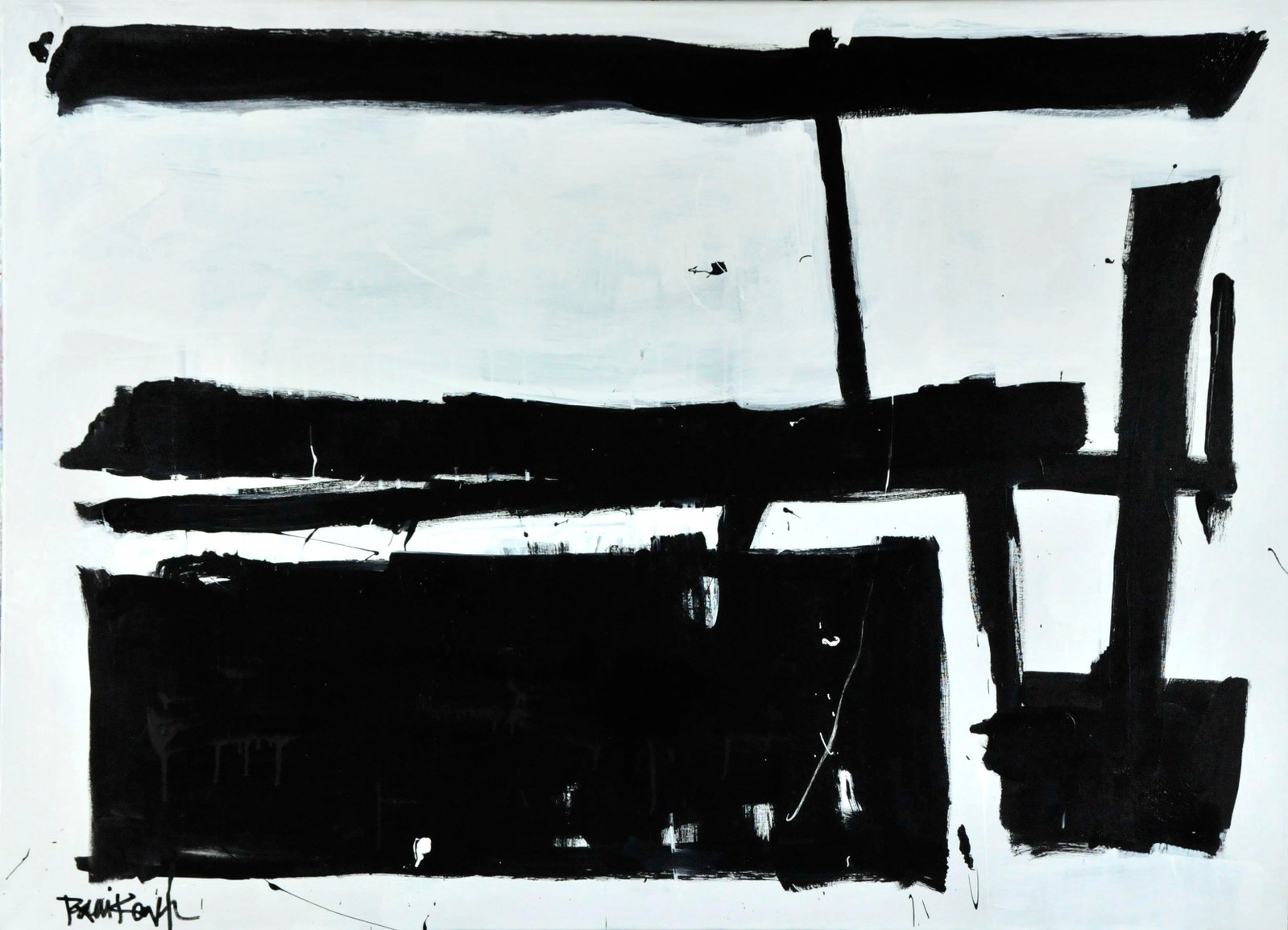 Robbie Kemper "Black Geometric" Large Abstract Expressionist Acrylic Painting (1 of 6)