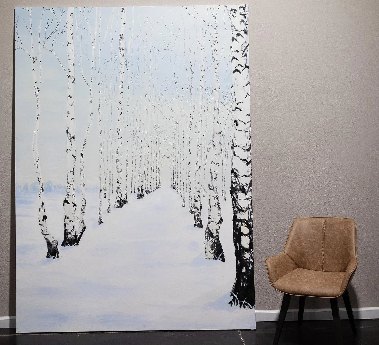 "Snowy Winter Birch" Original Oil Painting on Canvas - 5