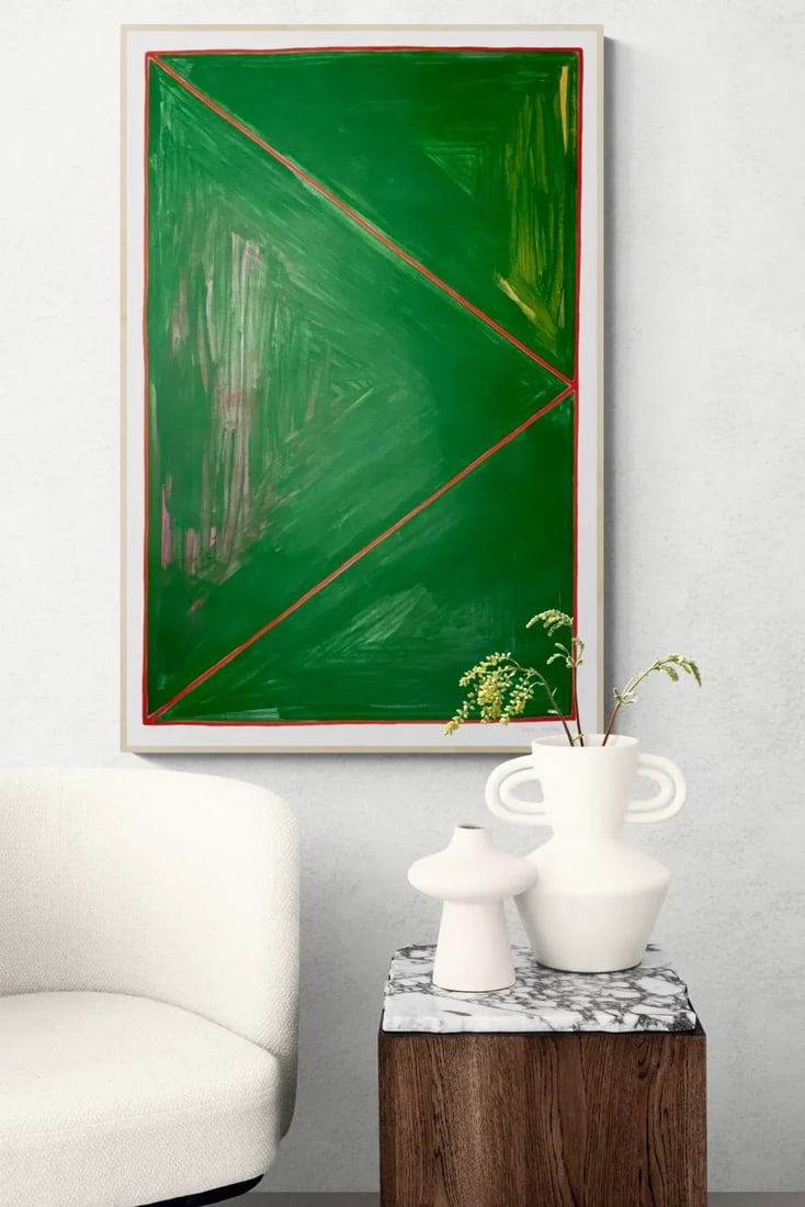 Red Triangle on Green - 3
