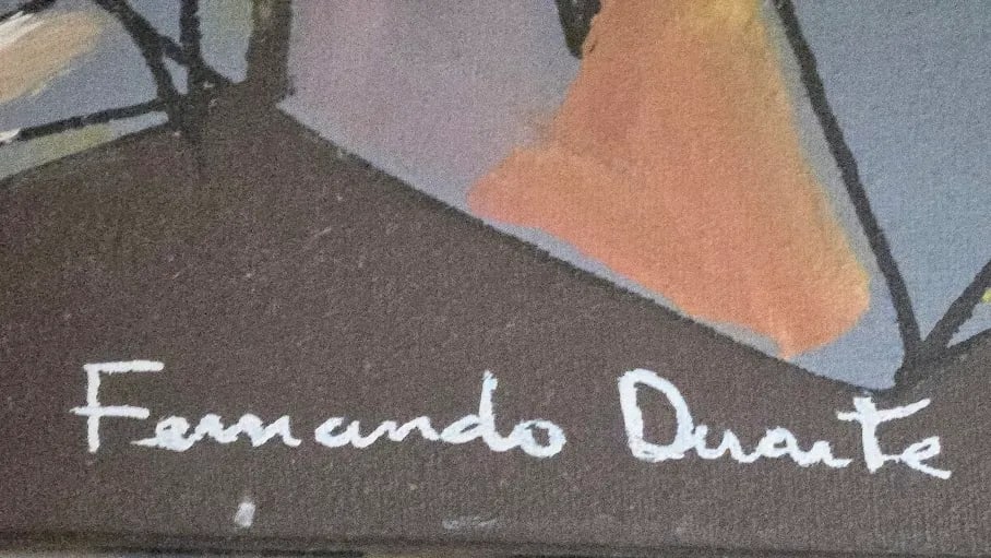 1990s Acrylic Painting With India Ink on Stretched Canvas by Brazilian Artist Fernando Duarte Modern - 3