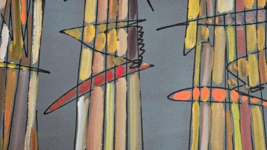 1990s Acrylic Painting With India Ink on Stretched Canvas by Brazilian Artist Fernando Duarte Modern - 5