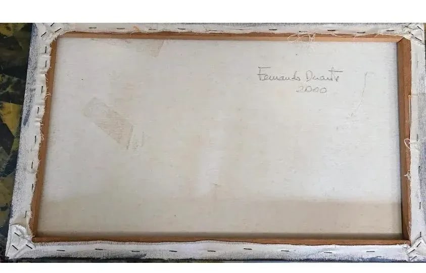 1990s Acrylic Painting With India Ink on Stretched Canvas by Brazilian Artist Fernando Duarte Modern - 8