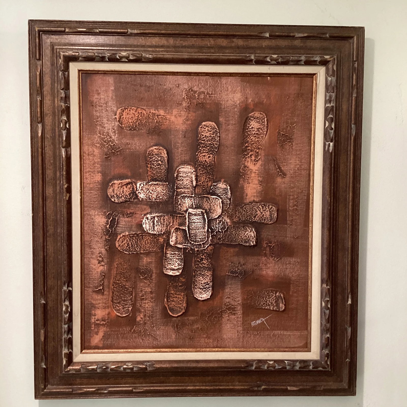 Mid 20th Century Abstract Painting on the Canvas by R. Wavra Framed - 12