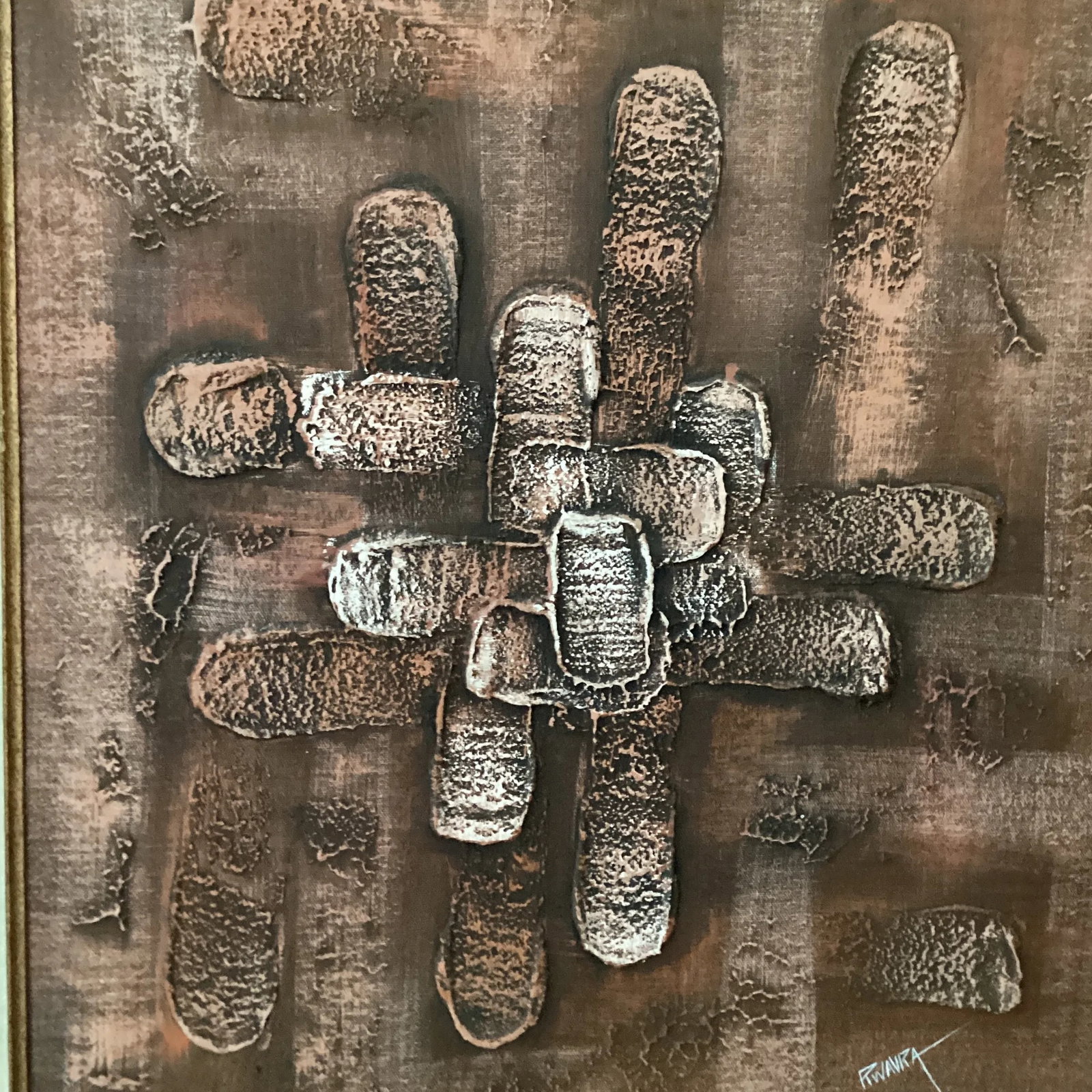 Mid 20th Century Abstract Painting on the Canvas by R. Wavra Framed - 2