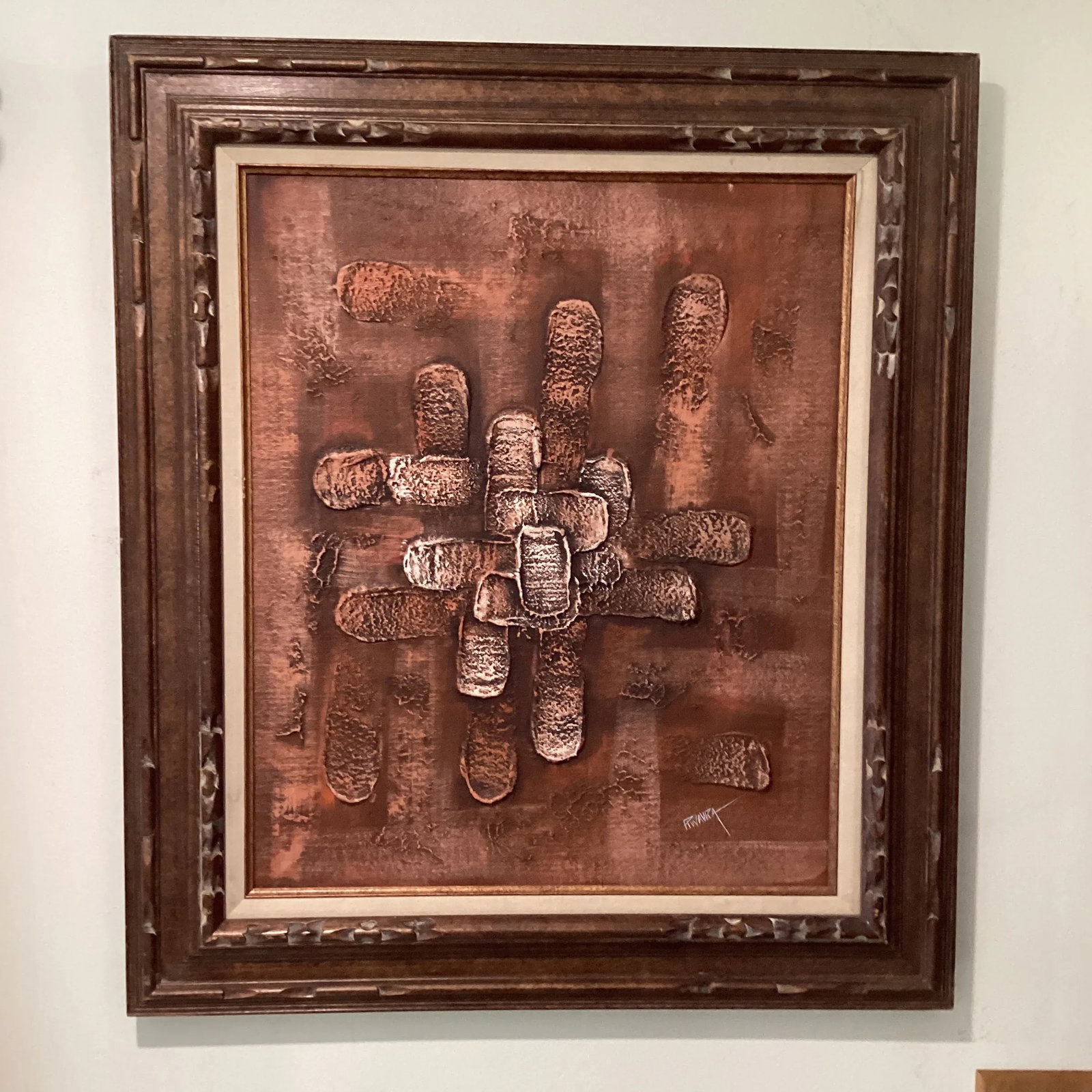 Mid 20th Century Abstract Painting on the Canvas by R. Wavra Framed - 3