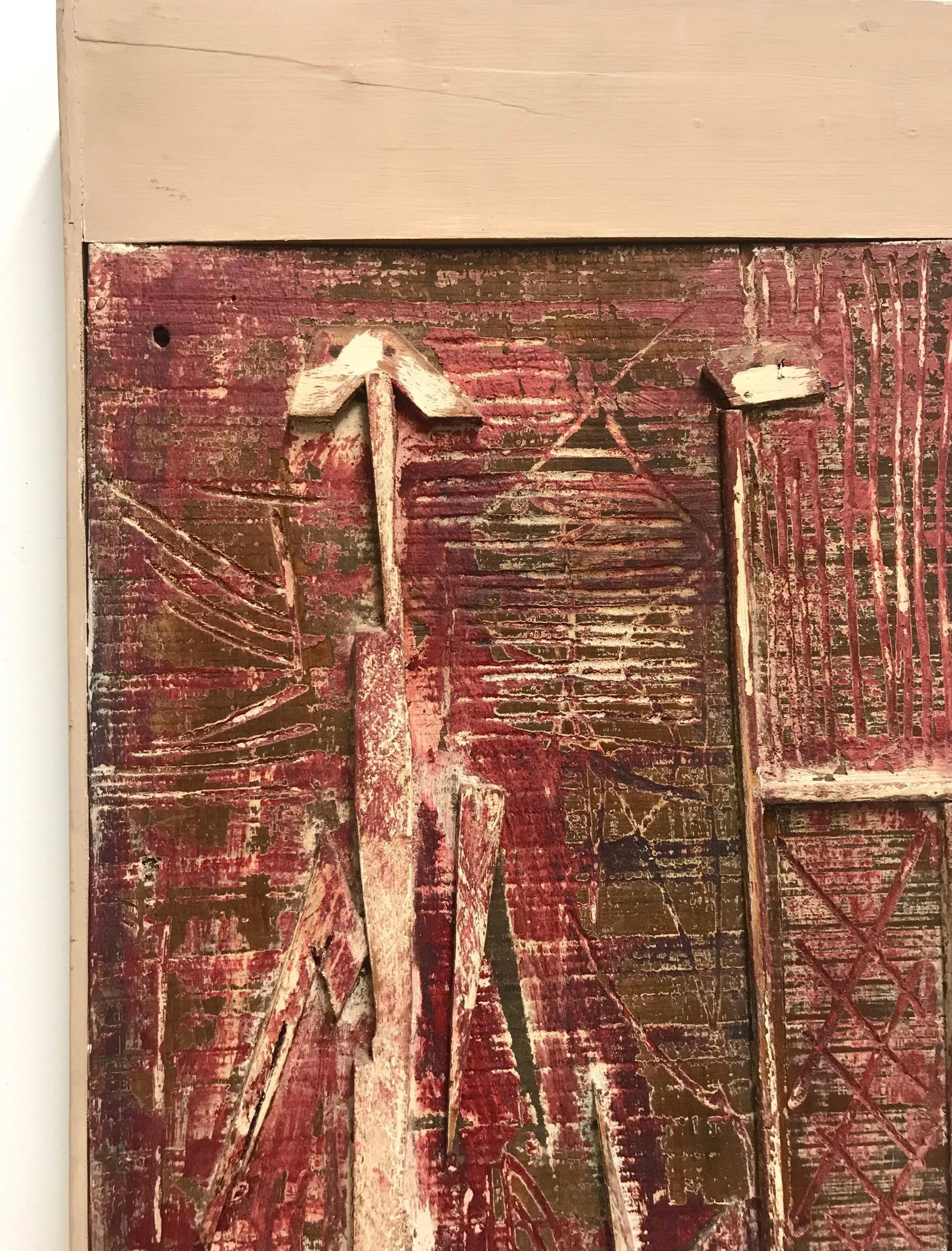 1950s Brutalist Assemblage Figural Abstract Painting - 2