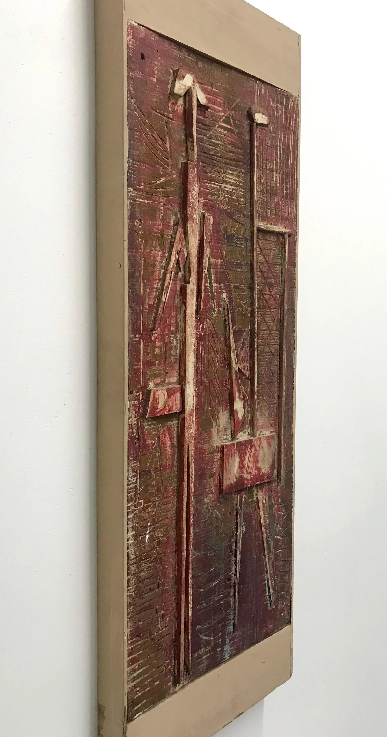 1950s Brutalist Assemblage Figural Abstract Painting - 3